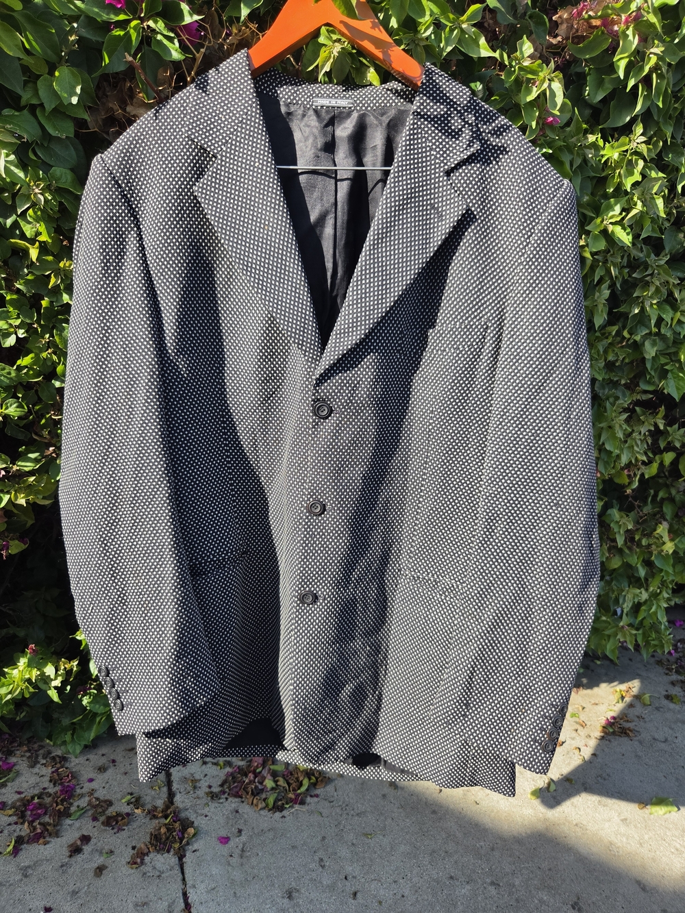 Vintage Bachrach Men's 48L Sport Coat Made in Italy Black White Geometric